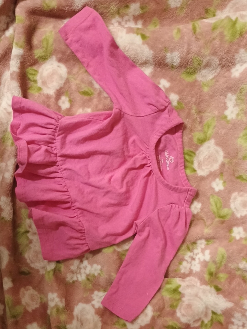 Pink Long-Sleeve Peplum Top for Kids